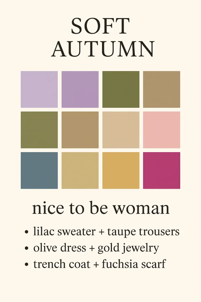 La palette di colori per stagione autunno soft