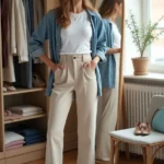 Donna veste con stile con ciò che ha già nel suo guardaroba