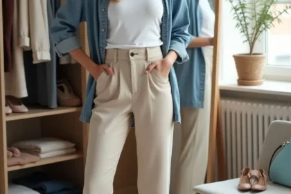 Donna veste con stile con ciò che ha già nel suo guardaroba