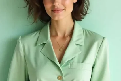 Donna con outfit verde menta ideale per la sua armocromia