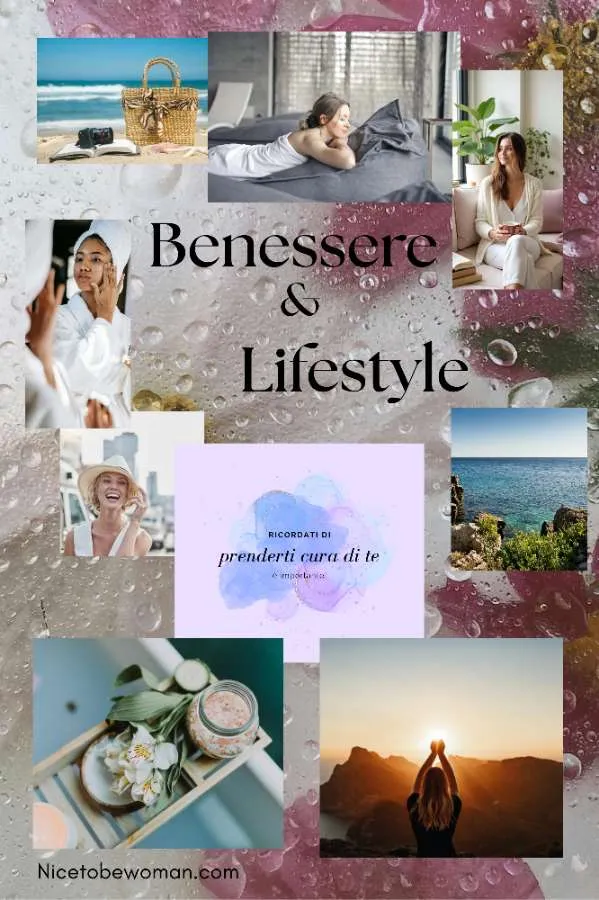 Collage di immagini di benessere e lifestyle per il blog Nice to be Woman