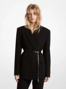 Blazer oversize doppio petto Michael Kors nero con cintura