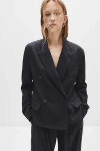 Blazer oversize doppiopetto con motivo gessato Pull and Bear
