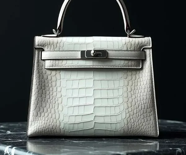 Borsa di lusso Hermès modello Kelly Himalaya 32 in pelle di coccodrillo Niloticus