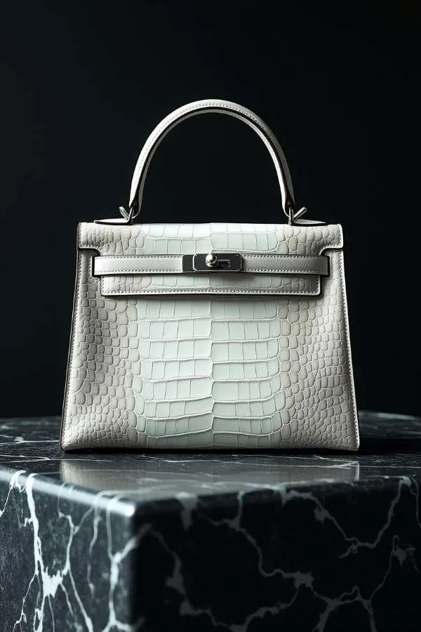 Borsa di lusso Hermès modello Kelly Himalaya 32 in pelle di coccodrillo Niloticus