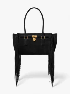 Borsa a mano modello Hamilton in colore nero con frange di tendenza Michael Kors
