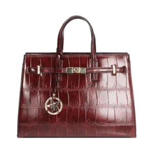Borsa strutturata colore bordeaux con ciondolo Primadonna collection.