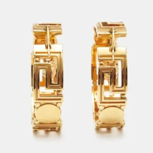 Orecchini a cerchio in metallo dorato con medusa greca logo Versace