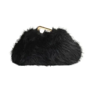 Clutch a tracolla removibile in pelo di colore nero Primadonna Collection