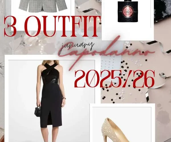 Moodboard con outfit e accessori per Capodanno 2025/26 brands Michael Kors, H&M e Zadig&Voltaire