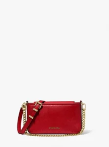 Pochette convertibile modello Bryant piccola in colore rosso con stampa logo metallizzata Michael Kors