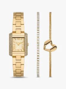 Set regalo orologio modello Emery mini e bracciale in colore oro con pavé