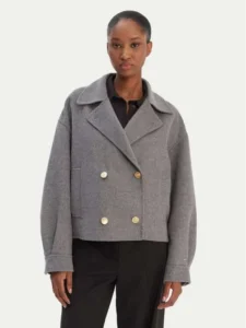 Giacca di transizione Tommy Hilfiger colore grigio con doppia fila di bottoni dorati su Modivo