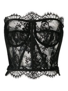 Top nero in pizzo senza spalline Dolce & Gabbana su THEBS