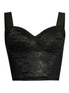 Tob bustier nero con spalline larghe e dettagli in Pizzo. Collezione Dolce & Gabbana su Thebs