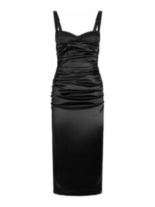 Dolce & Gabbana vestito midi nero a bustino drappeggiato in satin di seta per la selezione Luxury Edit di Nice to be Woman