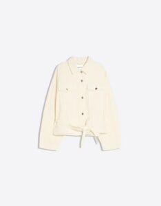 Giacca di jeans colore avorio con cintura Bershka