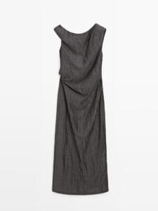 Massimo Dutti vestito midi con piega sulla spalla selezione Everyday Style di Nice to be Woman