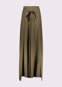 Pantaloni in lino verde oliva con nodo in vita Gaudì Fashion