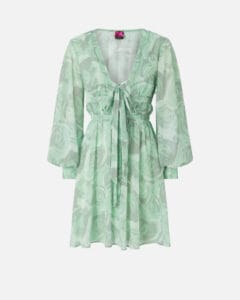 Pinko abito corto di colore verde con stampa rose e fiocco selezione Everyday Style di Nice to be Woman