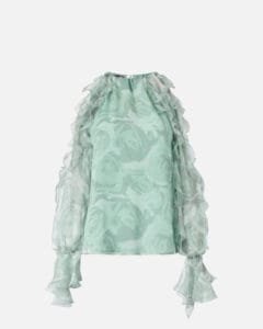 Pinko blusa in seta verde con stampa rose selezione Everyday Style di Nice to be Woman