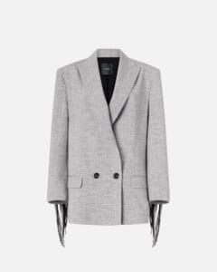 Pinko giacca doppiopetto con frange di colore grigio selezione Everyday Style di Nice to be Woman