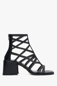 Sandali Gladiatore donna in pelle colore nero con tacco a blocco e cerniera posteriore Estro - Everyday Style