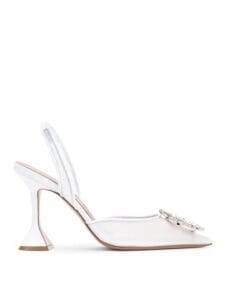 Amina Muaddi sabot sling in pelle e rete colore bianco TheBS per Nice to be Woman