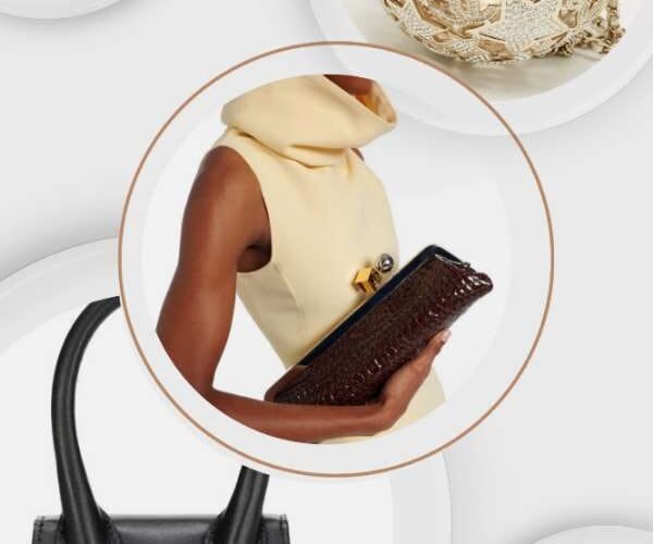 Borse da salone di lusso: Prada Galleria mini rossa, Chanel sfera dorata, Jacquemus Chiquito nera, Dolce & Gabbana box barocca con orologio. Selezione di Nice to be Woman.