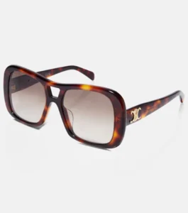 Celine eyewear occhiali da sole Triomphe 18 con montatura tartarugata e logo oro su Mytheresa per Nice to be Woman