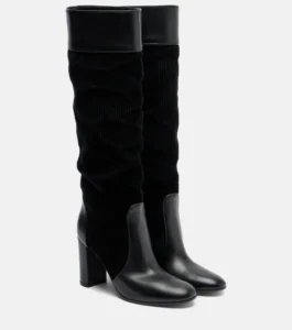 Gianvito Rossi stivali di colore nero in pelle e velluto su Mytheresa per Nice to be Woman
