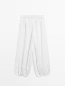 Massimo Dutti pantaloni da Gaucho in lino di colore bianco