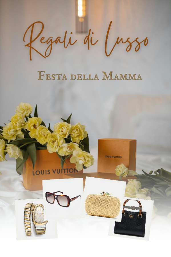 Idee regalo di lusso per la Festa della Mamma con borse firmate, gioielli e accessori eleganti in composizione raffinata