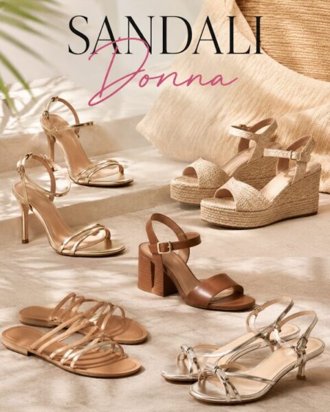 Sandali donna estate 2026 con tacco a spillo, kitten heel, tacco quadrato, zeppa e modelli bassi