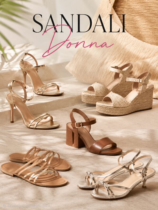 Sandali donna estate 2026 con tacco a spillo, kitten heel, tacco quadrato, zeppa e modelli bassi