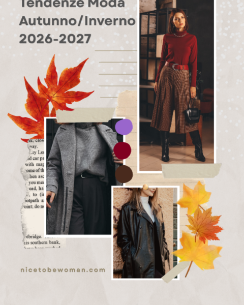 Collage di tendenze moda Autunno Inverno 2026-2027: cappotti, sartorialità, colori intensi e nuovi dettagli di stagione.
